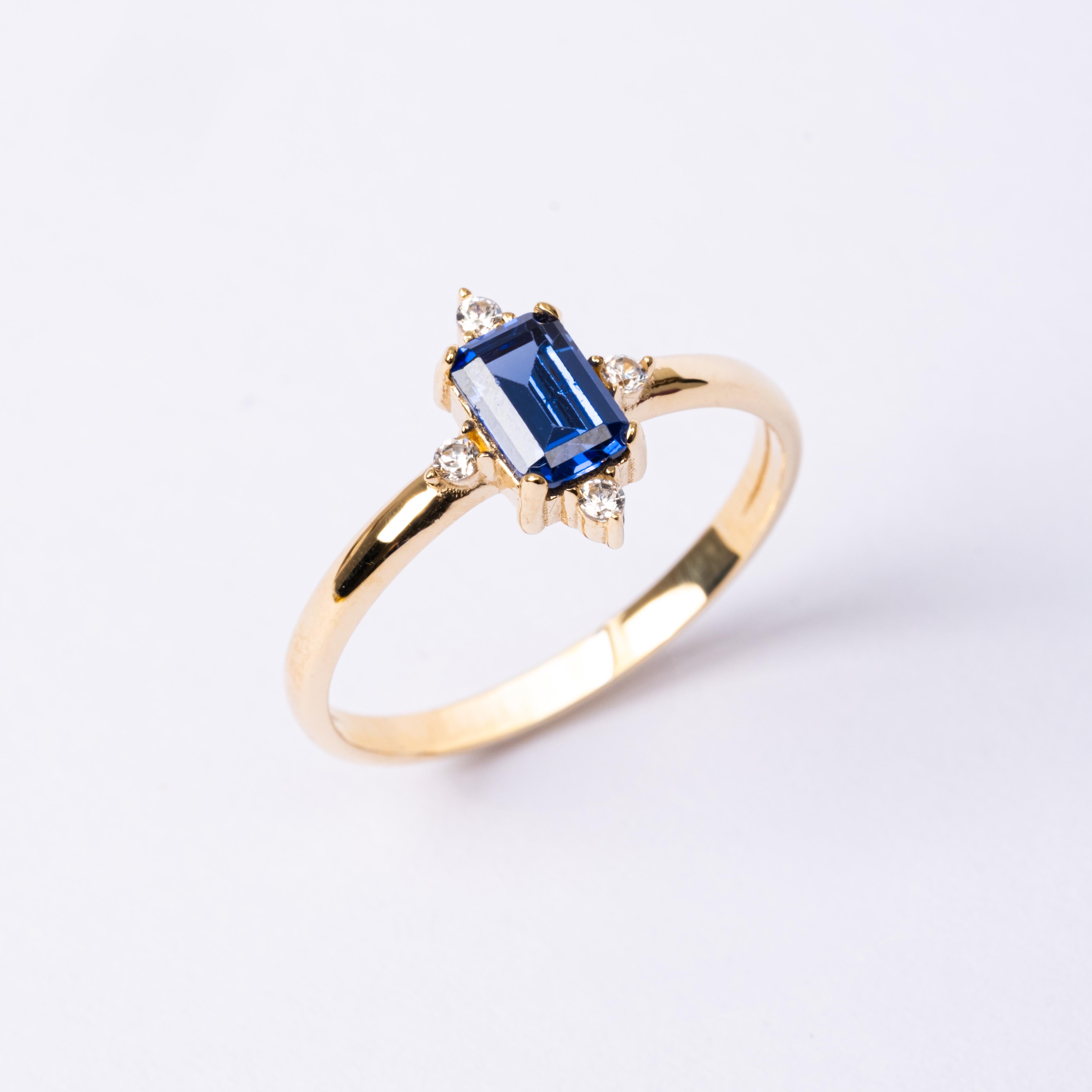 FasekGoldGÜMÜŞGümüş Yüzük - Octagon Kesim Safir Taşlı 0.95 Karat Pırlanta Montorü Şık 925 Ayar Gümüş Yüzük