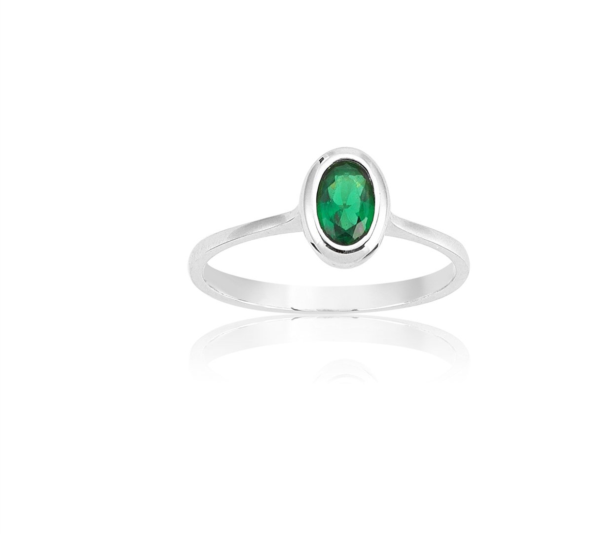 ANKAGÜMÜŞMini Oval Zümrüt Gümüş Yüzük