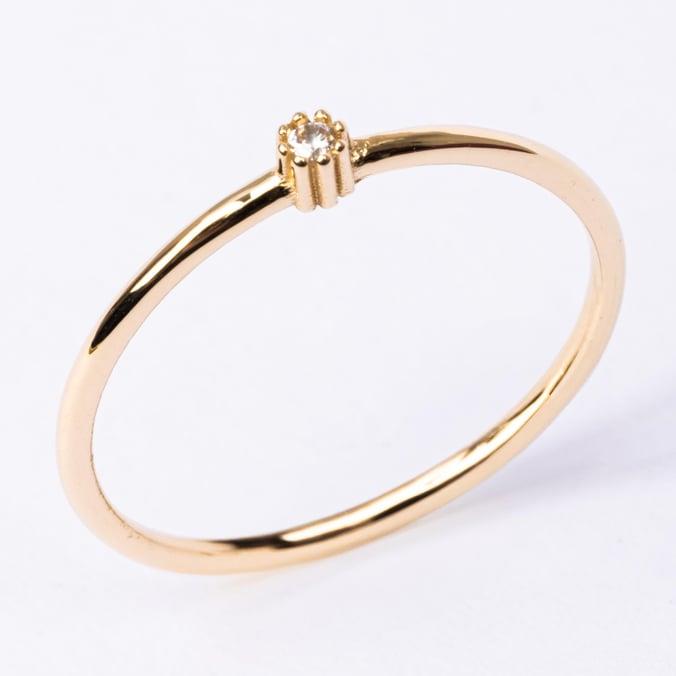 FasekGoldYÜZÜKLER0,05 CT Pırlanta (Signity) Taşlı Minimal İnce Tel 14 Ayar Altın Yüzük-Minimal Tektaş Altın Yüzük