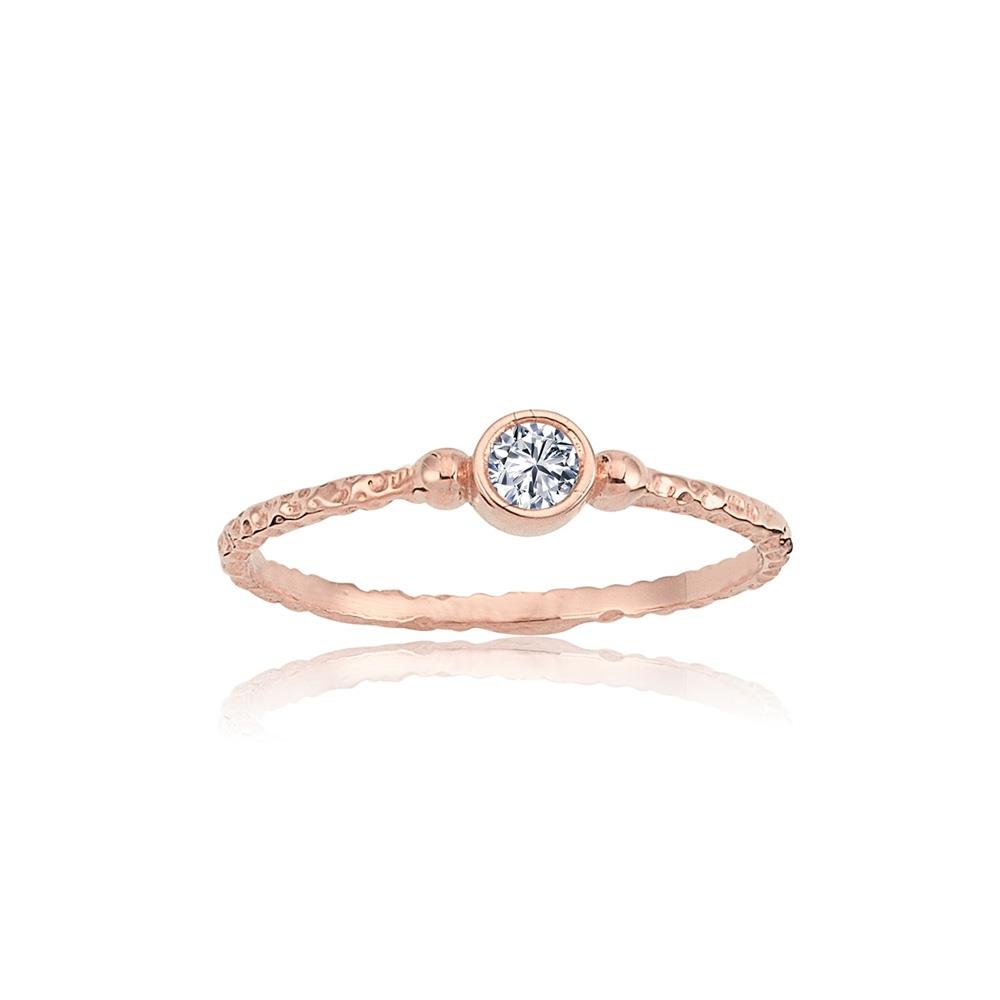 FasekGoldYÜZÜKLERMinimal Altın Yüzük - 14 Ayar Altın 0.25 Karat Swarovski Taşlı Minimal Tek Taş Kadın Yüzük