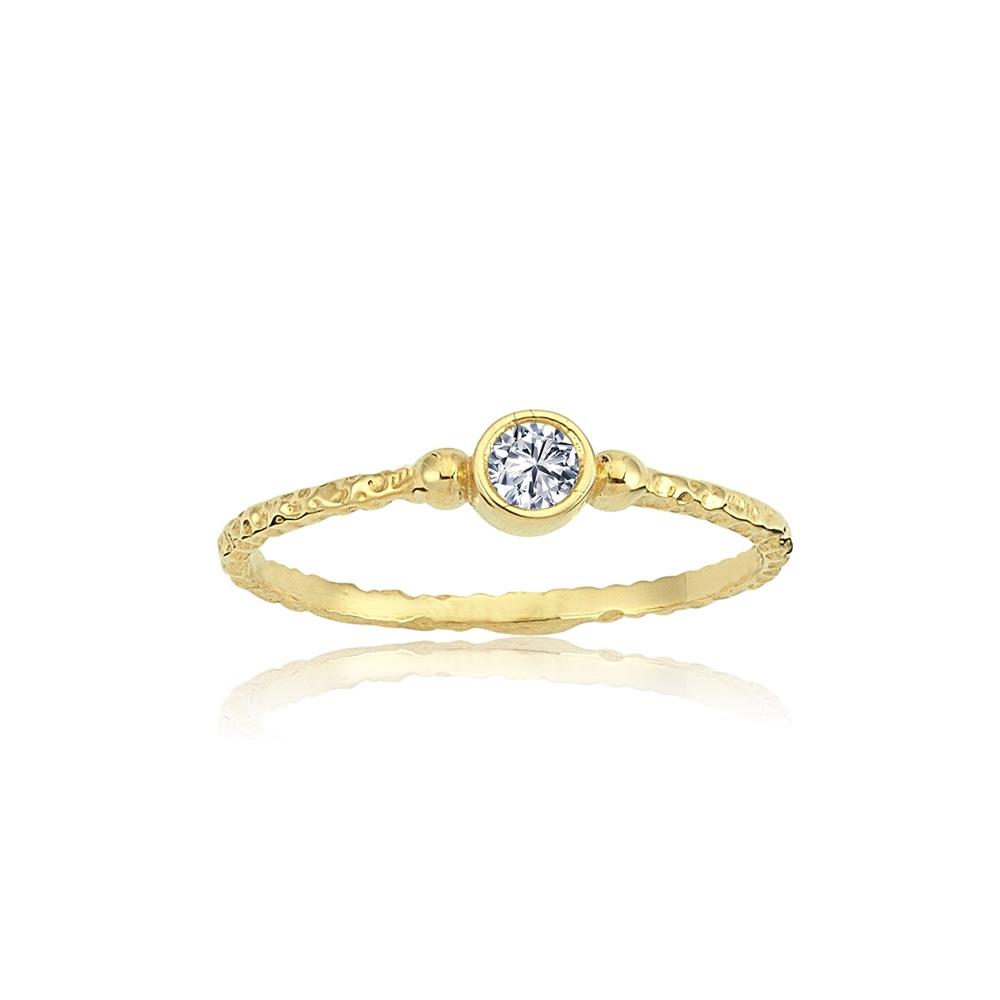 FasekGoldYÜZÜKLERMinimal Altın Yüzük - 14 Ayar Altın 0.25 Karat Swarovski Taşlı Minimal Tek Taş Kadın Yüzük