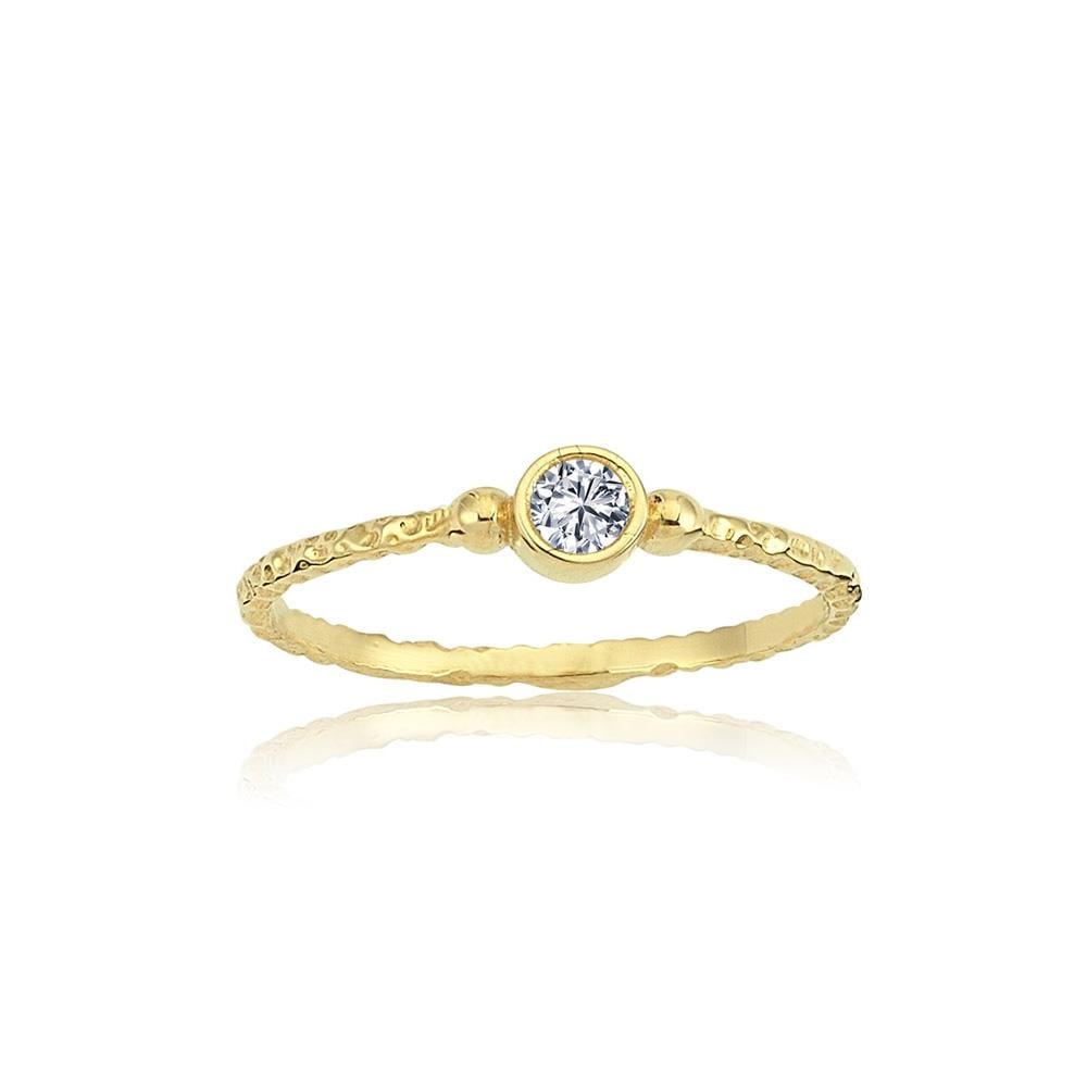 FasekGoldYÜZÜKLERMinimal Altın Yüzük - 14 Ayar Altın 0.25 Karat Swarovski Taşlı Minimal Tek Taş Kadın Yüzük