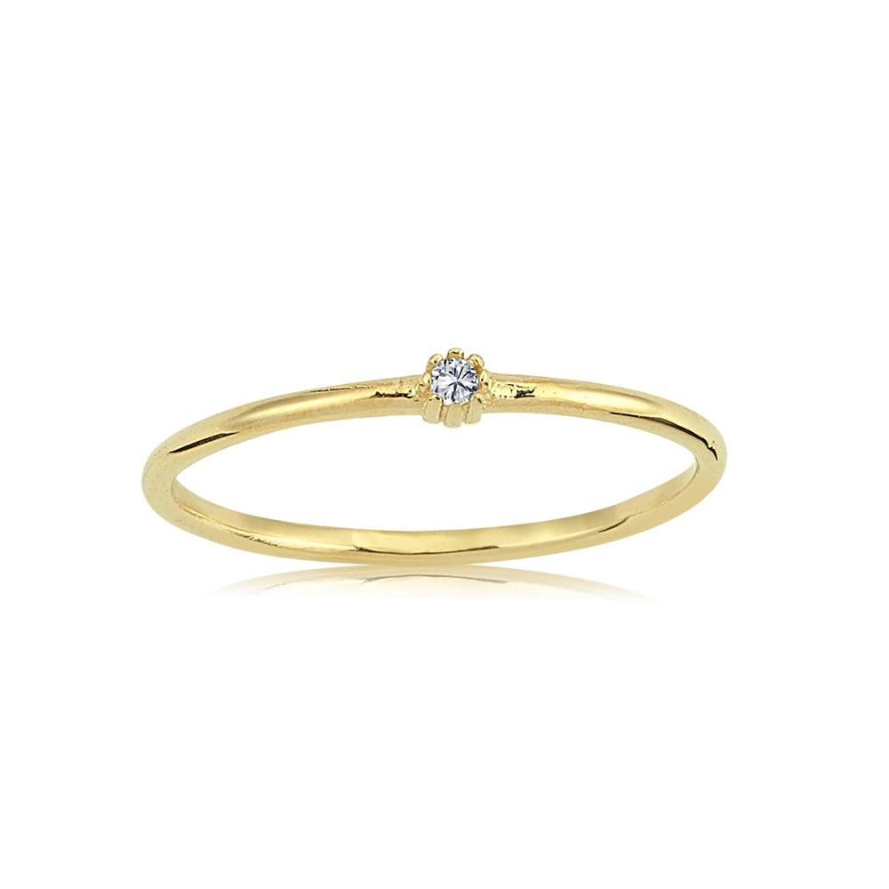 FasekGoldYÜZÜKLER0,05 CT Pırlanta (Signity) Taşlı Minimal İnce Tel 14 Ayar Altın Yüzük-Minimal Tektaş Altın Yüzük