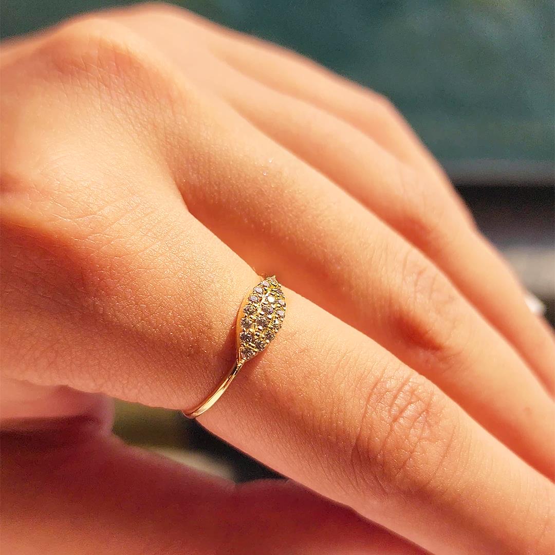 FasekGoldYÜZÜKLERMinimal Altın Yüzük - 14 Ayar Altın Fantezi Mekik Swarovski Taşlı Minimal Yüzük - Minimal Yüzük