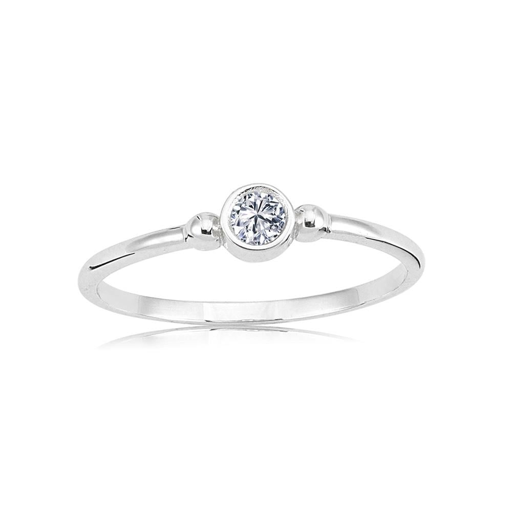 FasekGoldYÜZÜKLERMinimal Altın Yüzük - 14 Ayar Altın Güverseli 0.20 Karat Swarovski Taşlı Tektaş Yüzük - Eşe Yüzük