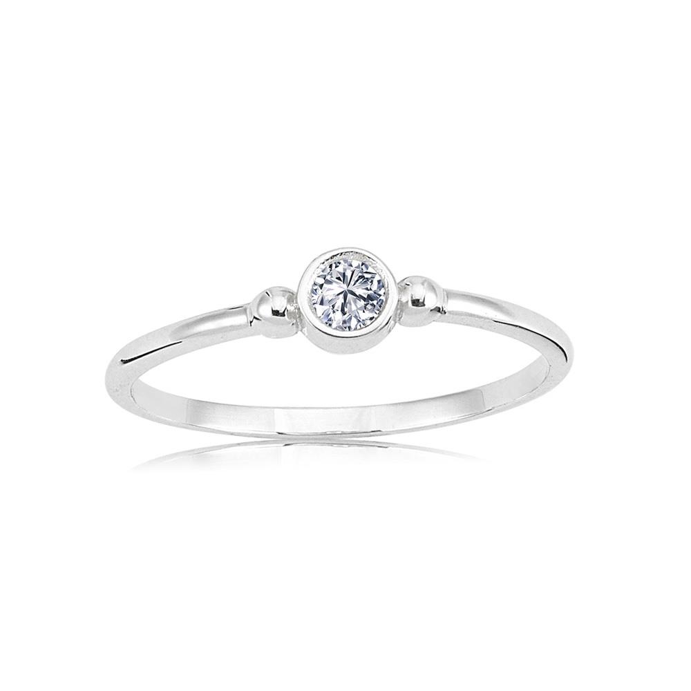 FasekGoldYÜZÜKLERMinimal Altın Yüzük - 14 Ayar Altın Güverseli 0.20 Karat Swarovski Taşlı Tektaş Yüzük - Eşe Yüzük