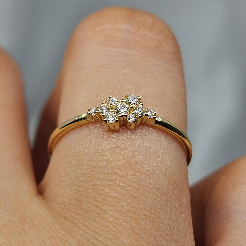 FasekGoldYÜZÜKLERMinimal Altın Yüzük - 14 Ayar Altın Swarovski Taşlı Minimal Yüzük - Hediyelik Altın Yüzük