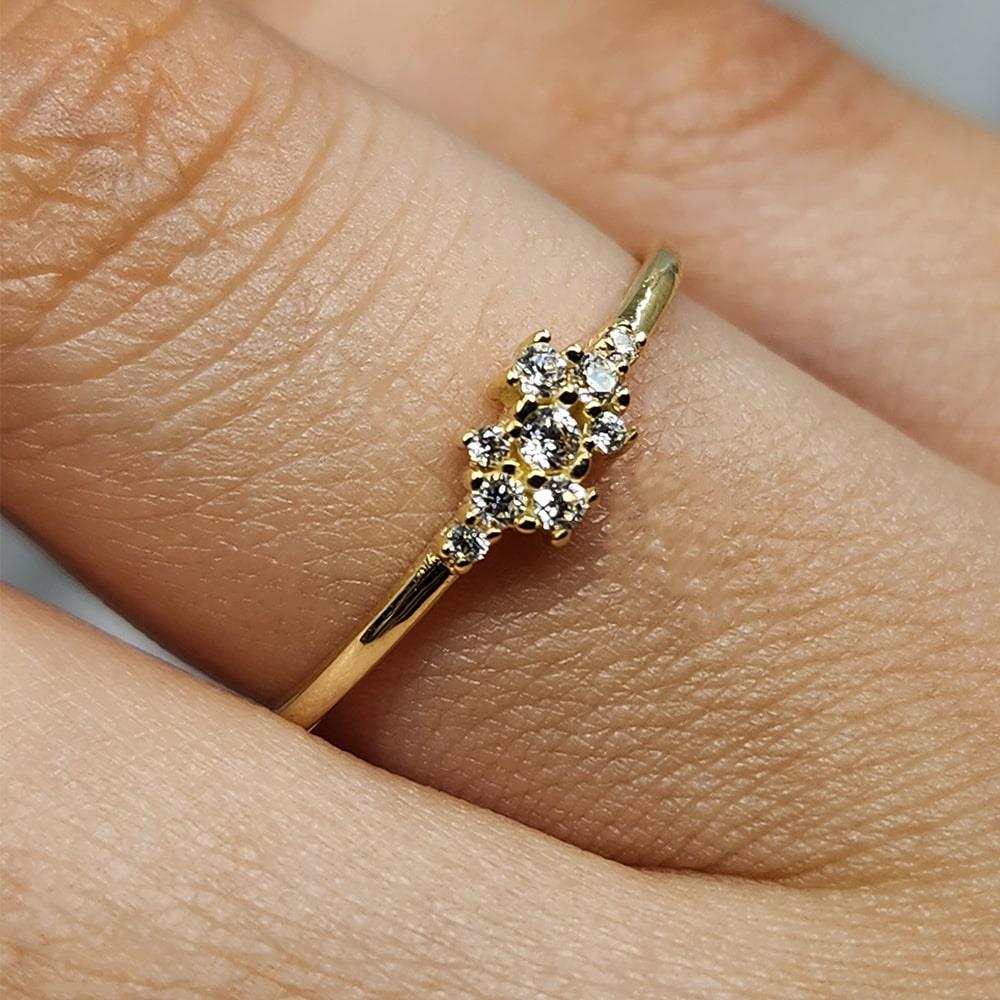 FasekGoldYÜZÜKLERMinimal Altın Yüzük - 14 Ayar Altın Swarovski Taşlı Minimal Yüzük - Hediyelik Altın Yüzük