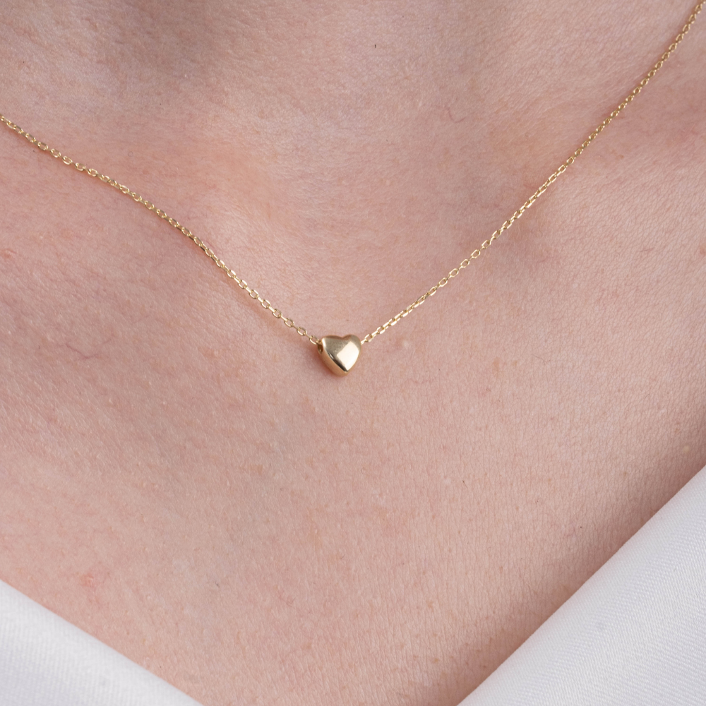 FasekGoldKOLYELERMinimal Kalp Tasarım 14 Ayar Altın Kolye