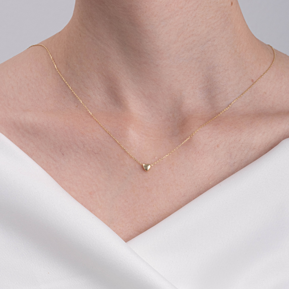FasekGoldKOLYELERMinimal Kalp Tasarım 14 Ayar Altın Kolye