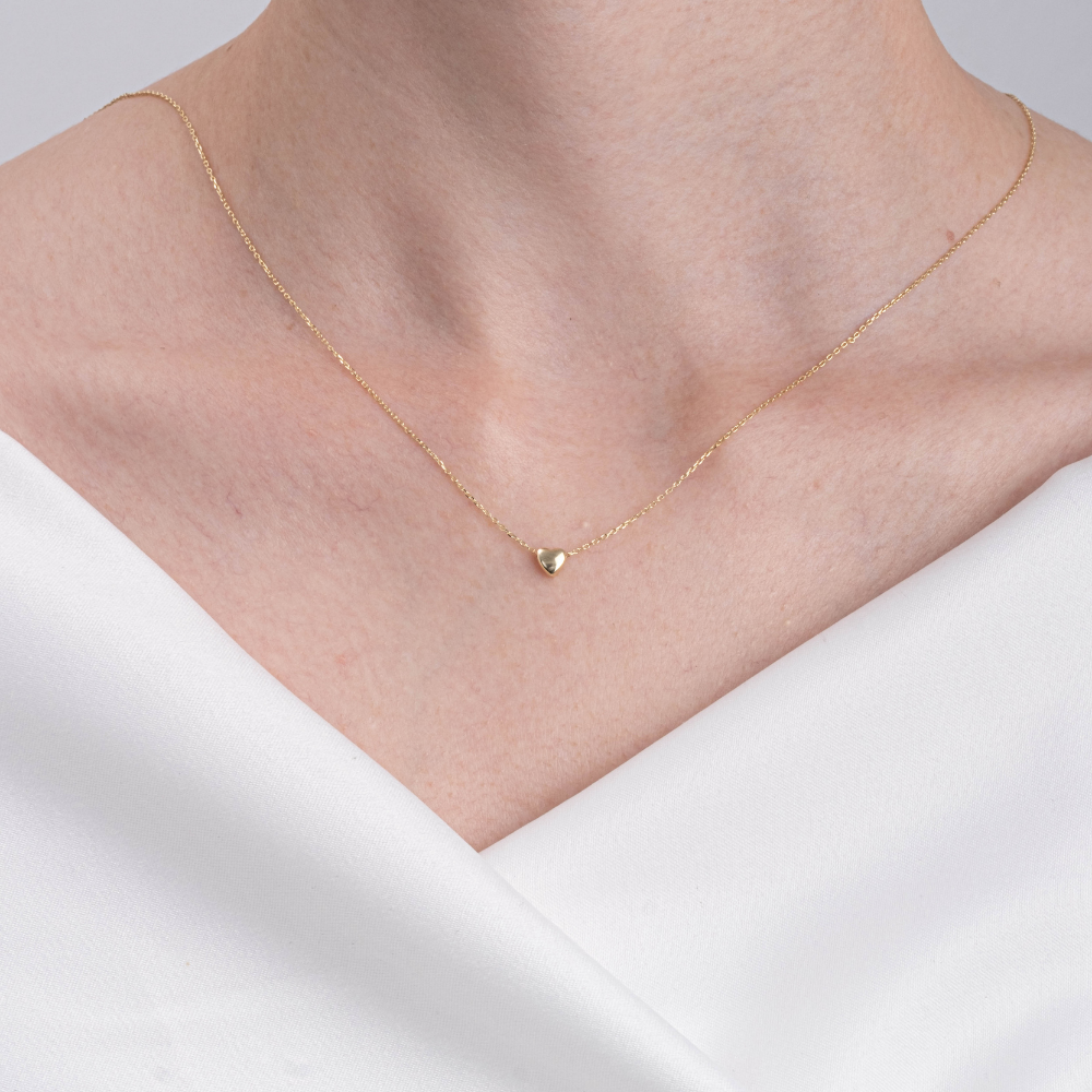 FasekGoldKOLYELERMinimal Kalp Tasarım 14 Ayar Altın Kolye