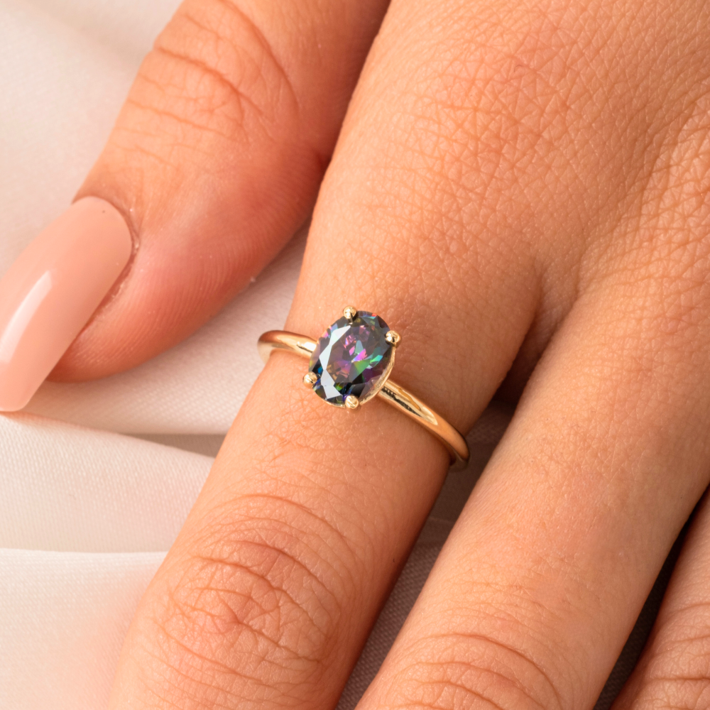 FasekGoldGÜMÜŞNikola 1.50 CT Mistik Topaz Tektaş 925 Ayar Gümüş Evlilik Teklifi Yüzüğü-Hediye Gümüş Tektaş Yüzük