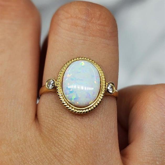 FasekGoldYÜZÜKLERVintage Opal Taşlı 14 Ayar Altın Yüzük-Otantik Opal Taşlı Altın Yüzük-Hediye 14 Ayar Altın Yüzük
