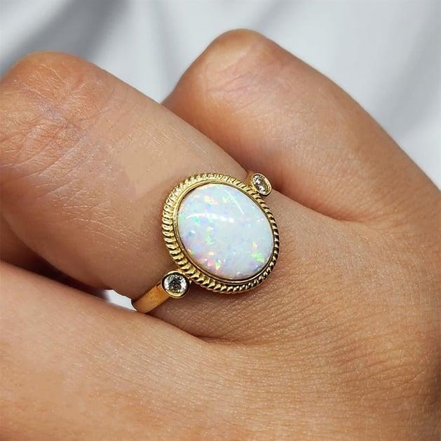 FasekGoldYÜZÜKLERVintage Opal Taşlı 14 Ayar Altın Yüzük-Otantik Opal Taşlı Altın Yüzük-Hediye 14 Ayar Altın Yüzük