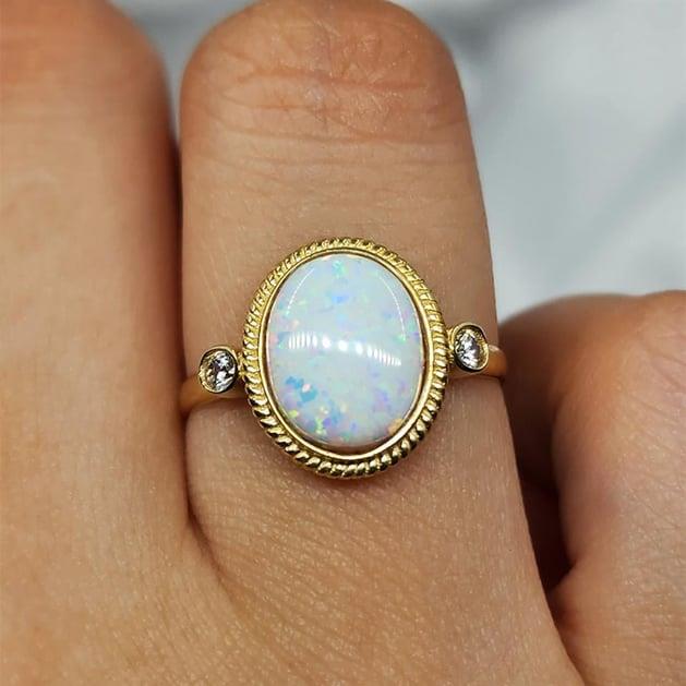 FasekGoldYÜZÜKLERVintage Opal Taşlı 14 Ayar Altın Yüzük-Otantik Opal Taşlı Altın Yüzük-Hediye 14 Ayar Altın Yüzük