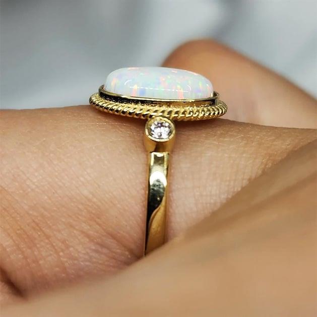 FasekGoldYÜZÜKLERVintage Opal Taşlı 14 Ayar Altın Yüzük-Otantik Opal Taşlı Altın Yüzük-Hediye 14 Ayar Altın Yüzük