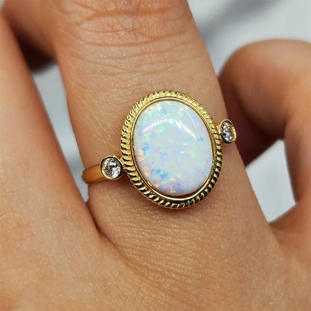 FasekGoldYÜZÜKLERVintage Opal Taşlı 14 Ayar Altın Yüzük-Otantik Opal Taşlı Altın Yüzük-Hediye 14 Ayar Altın Yüzük