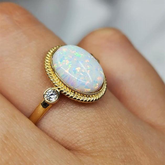 FasekGoldYÜZÜKLERVintage Opal Taşlı 14 Ayar Altın Yüzük-Otantik Opal Taşlı Altın Yüzük-Hediye 14 Ayar Altın Yüzük