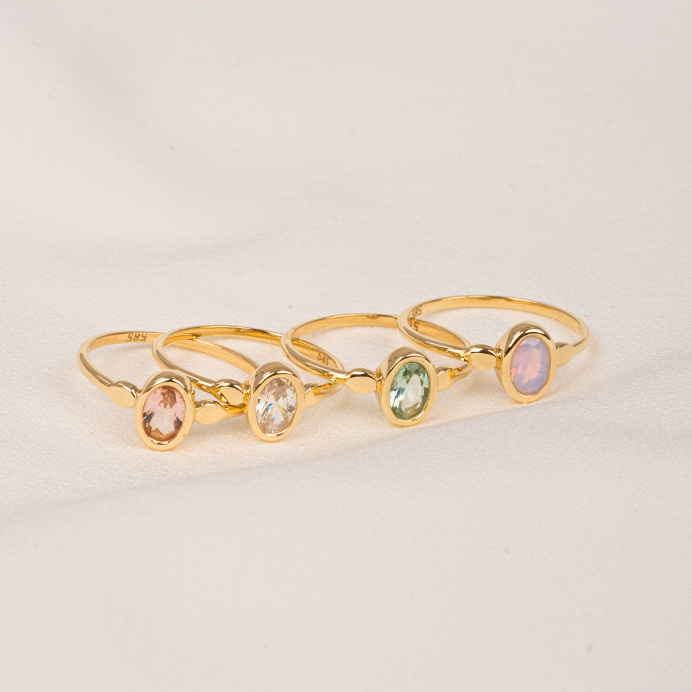 FasekGoldGÜMÜŞPembe Quarts Taşlı Tek Taş Evlilik Teklifi Yüzüğü-0.90 Karat Kristal Opal 925 Ayar Gümüş Yüzük