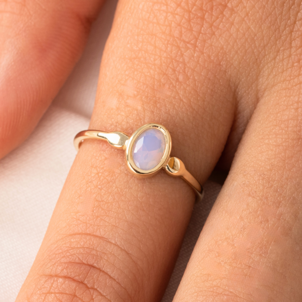 FasekGoldGÜMÜŞPembe Quarts Taşlı Tek Taş Evlilik Teklifi Yüzüğü-0.90 Karat Kristal Opal 925 Ayar Gümüş Yüzük