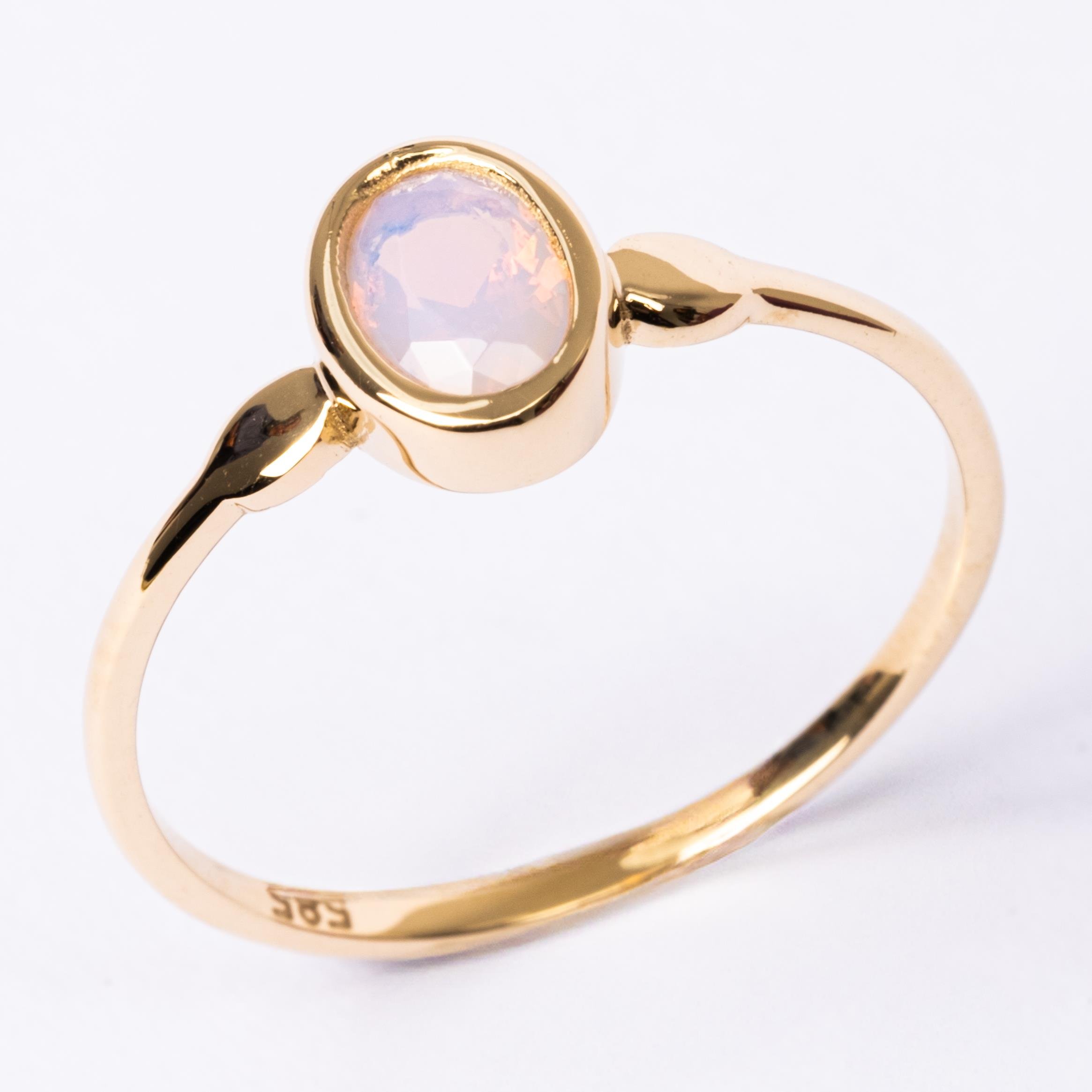 FasekGoldGÜMÜŞPembe Quarts Taşlı Tek Taş Evlilik Teklifi Yüzüğü-0.90 Karat Kristal Opal 925 Ayar Gümüş Yüzük