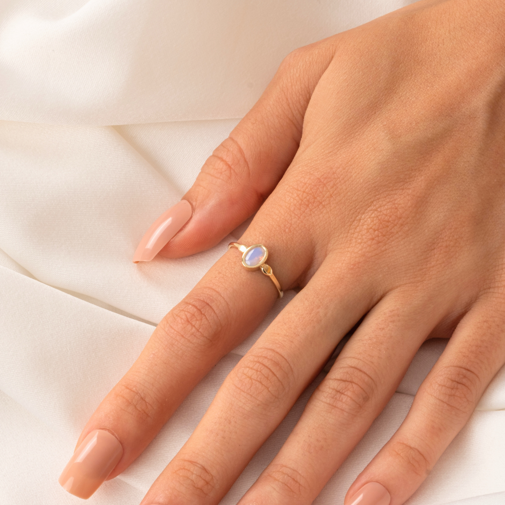 FasekGoldGÜMÜŞPembe Quarts Taşlı Tek Taş Evlilik Teklifi Yüzüğü-0.90 Karat Kristal Opal 925 Ayar Gümüş Yüzük