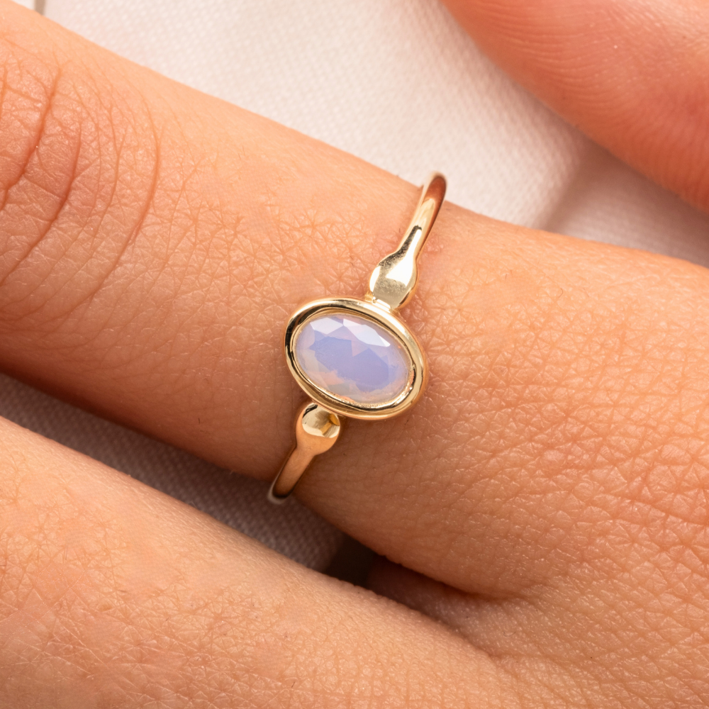 FasekGoldGÜMÜŞPembe Quarts Taşlı Tek Taş Evlilik Teklifi Yüzüğü-0.90 Karat Kristal Opal 925 Ayar Gümüş Yüzük