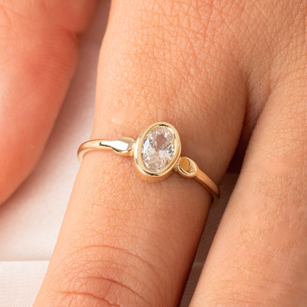 FasekGoldGÜMÜŞSignity Swarovski Taşlı Tek Taş Evlilik Teklifi Yüzüğü-0.90 Karat Kristal Opal 925 Ayar Gümüş Yüzük