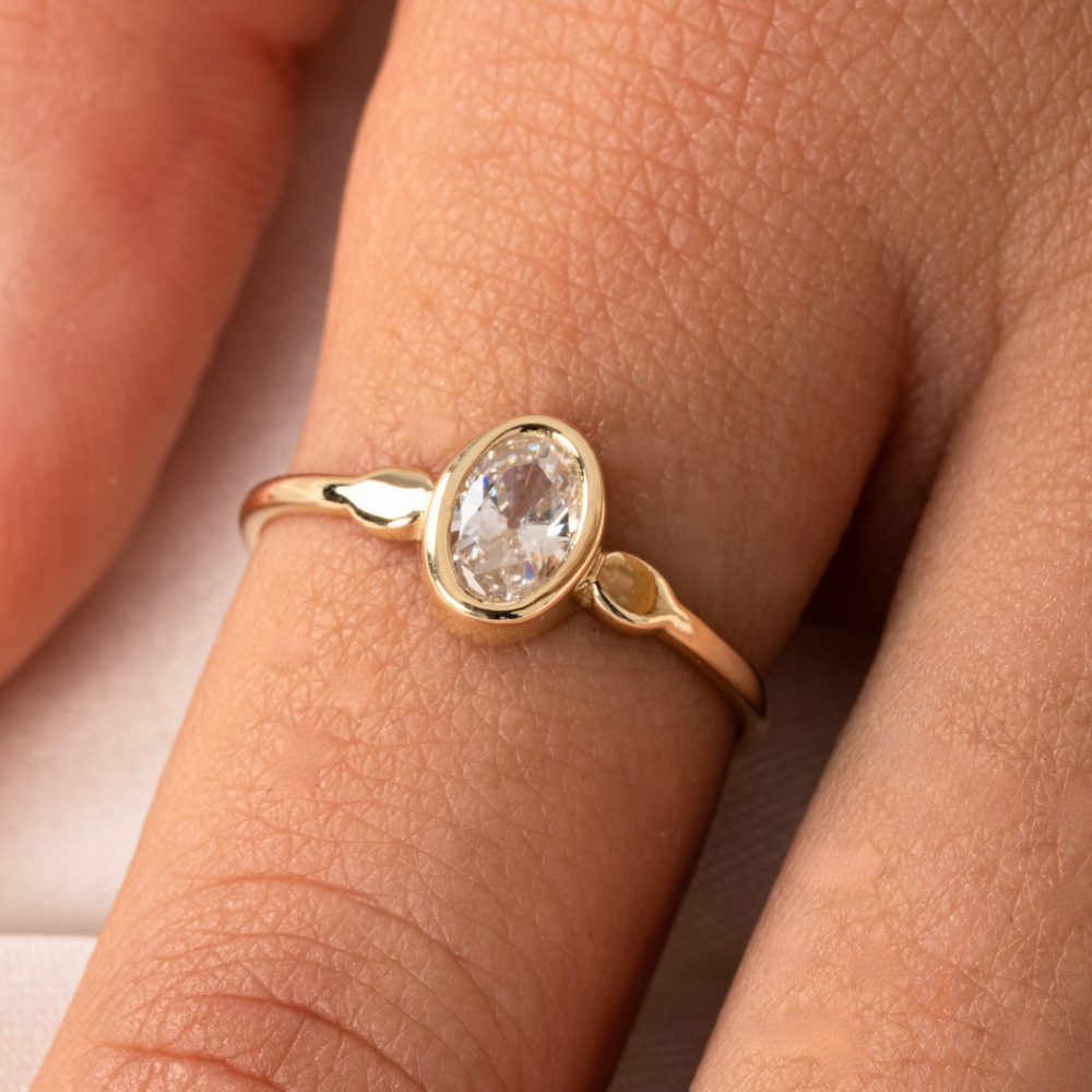 FasekGoldGÜMÜŞSignity Swarovski Taşlı Tek Taş Evlilik Teklifi Yüzüğü-0.90 Karat Kristal Opal 925 Ayar Gümüş Yüzük
