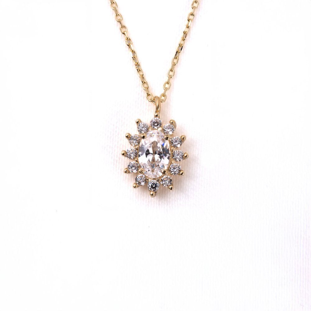 FasekGoldKOLYELERSignity (Zirkon) 0.90 Karat Anturaj Modern Tasarım 14 Ayar Altın Kolye