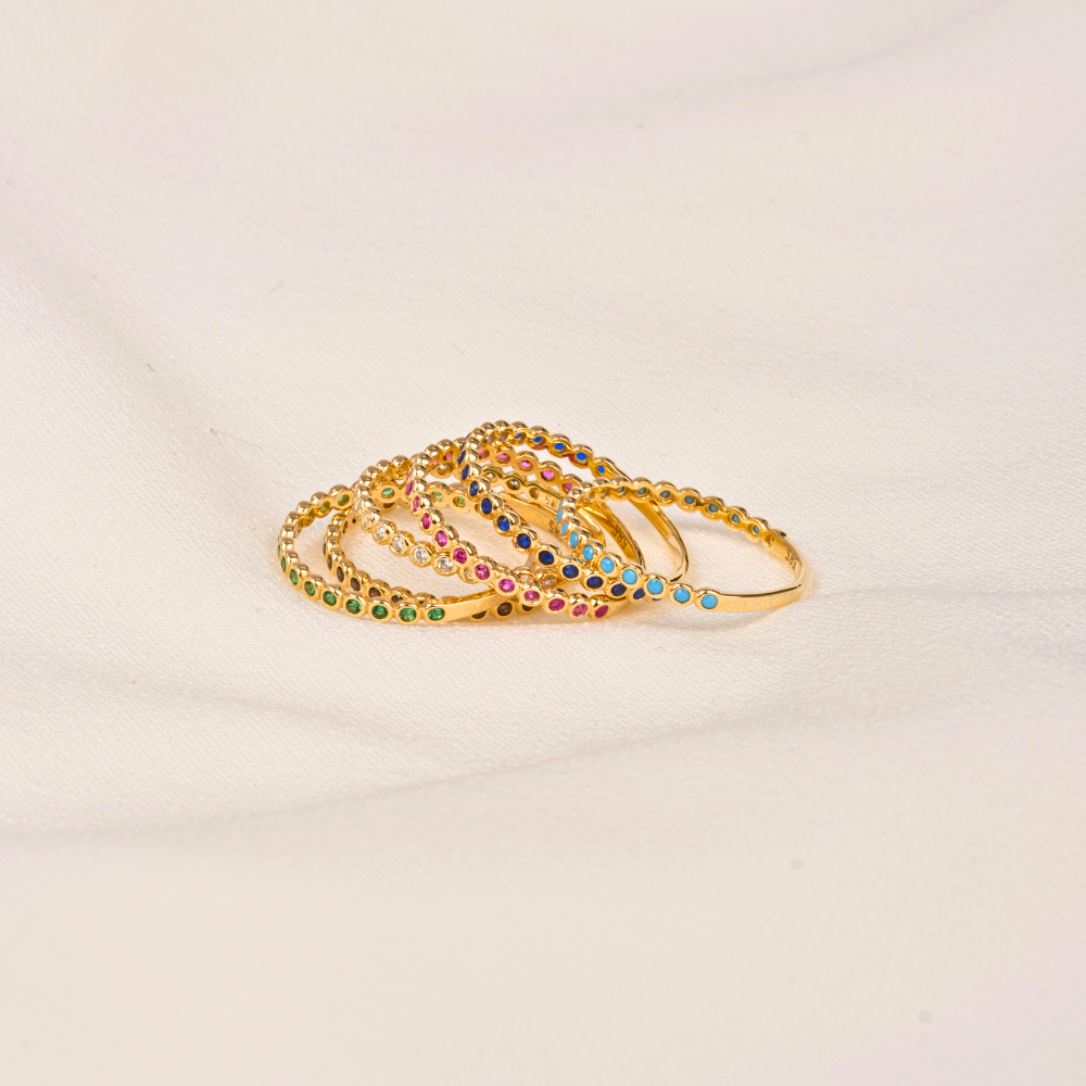 Huma GoldYÜZÜKLERTam Tur Altın Yüzük - 14 Ayar Altın Swarovski Taşlı Evlilik Alyansı - Günlük Hediyelik Alyans