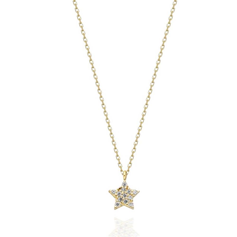 Huma GoldKOLYELERTaşlı Mini Yıldız 14 Ayar Altın Kolye