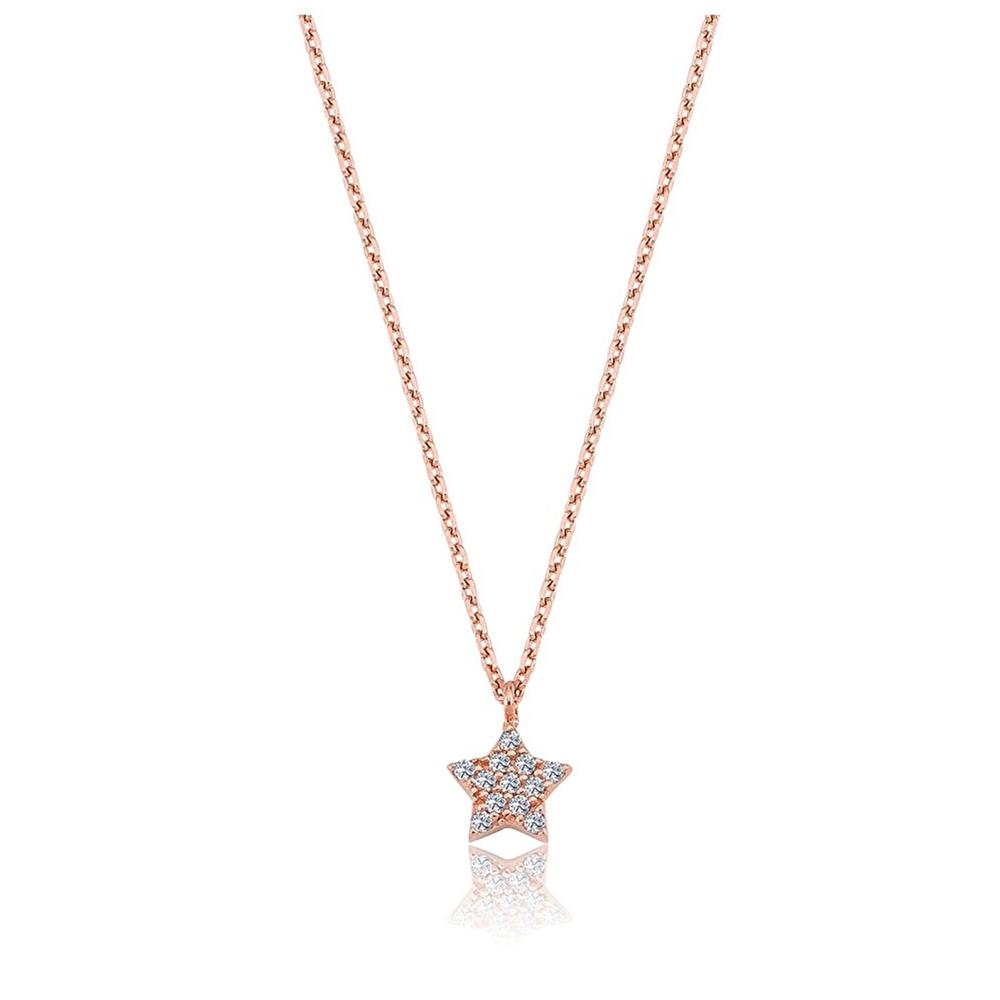 Huma GoldKOLYELERTaşlı Mini Yıldız 14 Ayar Altın Kolye