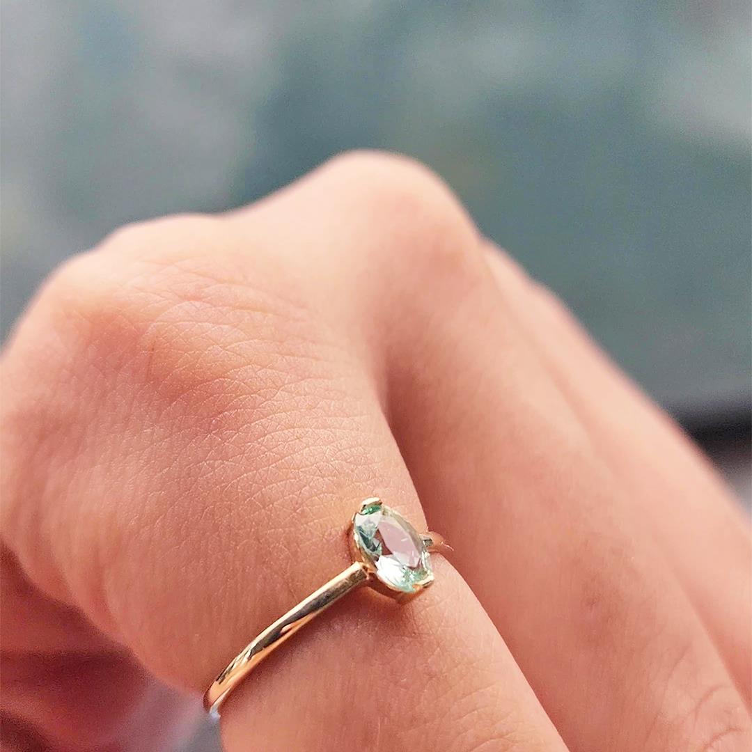FasekGoldYÜZÜKLERTektaş Altın Yüzük - 14 Ayar Altın 0.40 Karat Oval Topaz Taşlı Mininal Tek Taş Kadın Yüzük