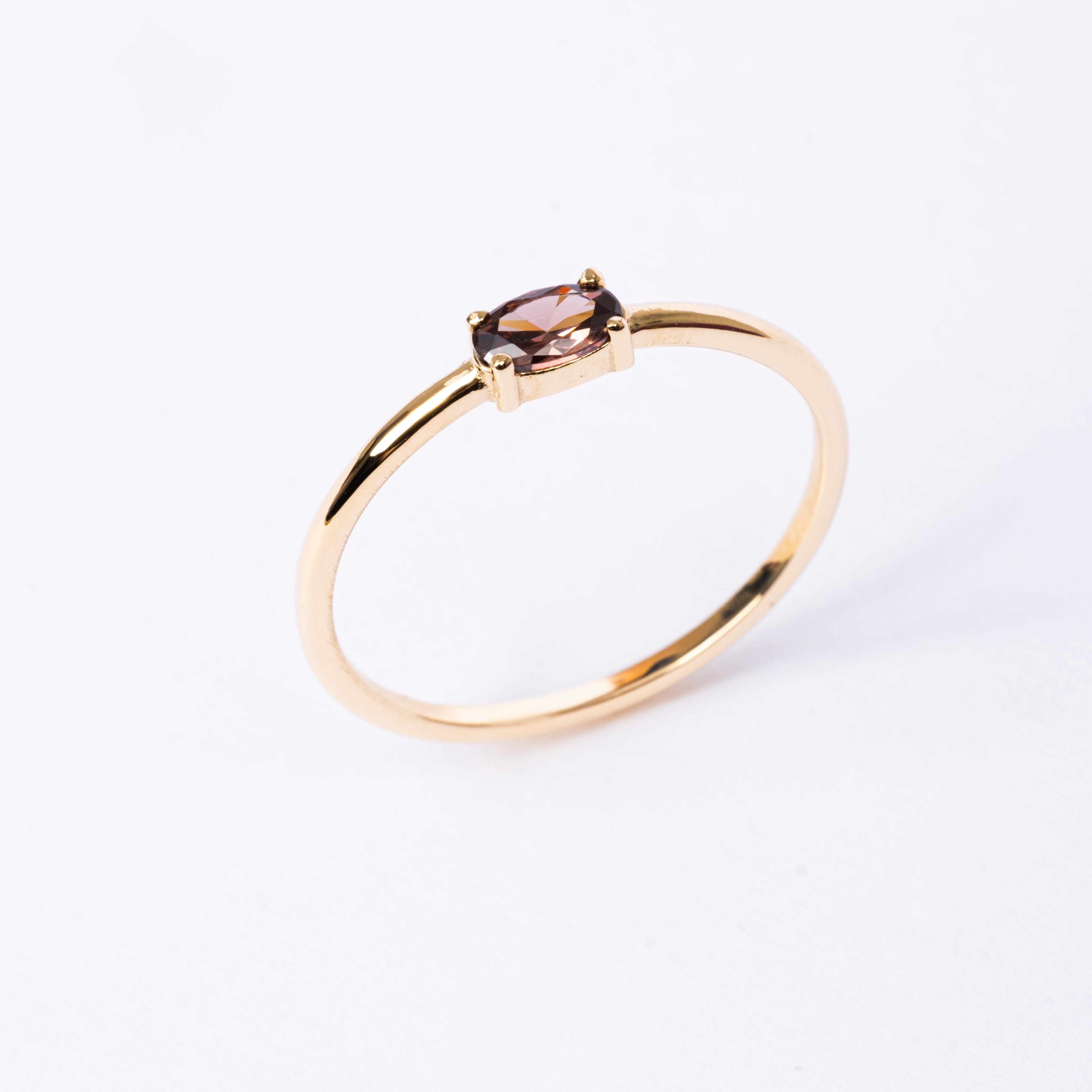 FasekGoldYÜZÜKLERTektaş Altın Yüzük - 14 Ayar Altın 0.50 Karat Oval Sade Minimal Smkoy Taşlı Tek Taş Yüzük