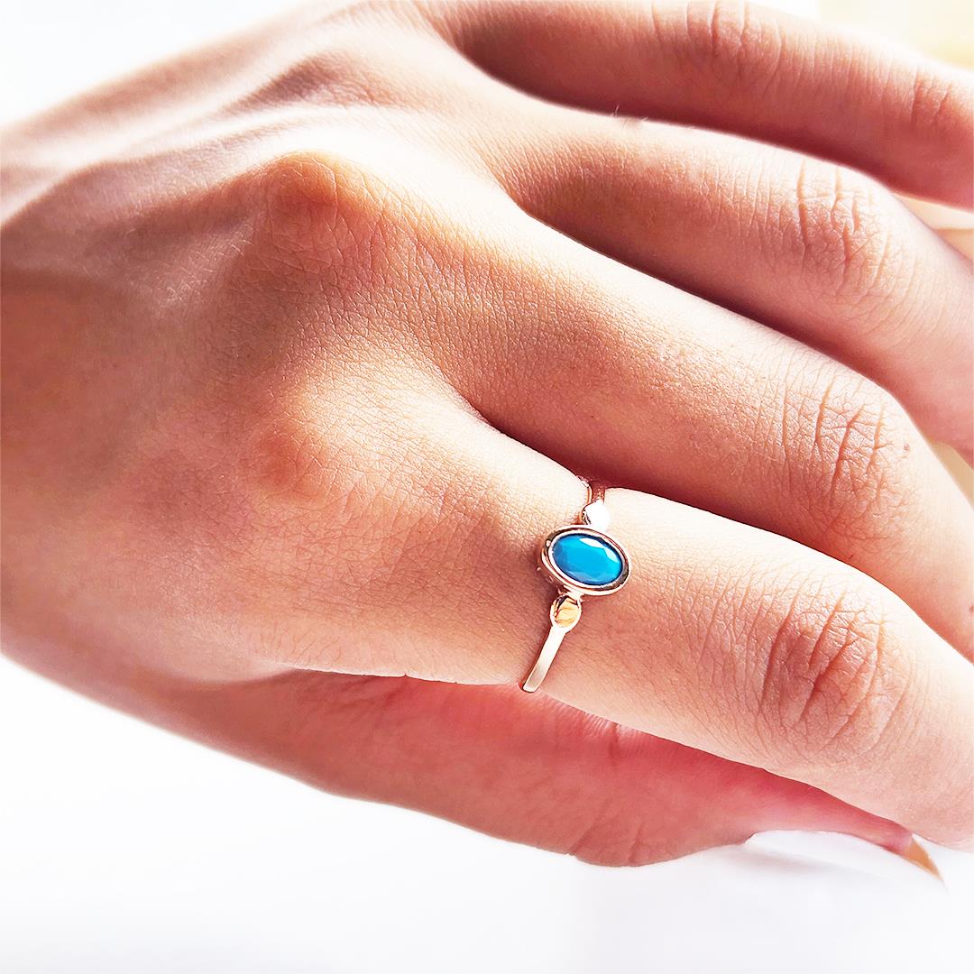 FasekGoldYÜZÜKLERFiruze Taşlı Tek Taş Evlilik Teklifi Yüzüğü-0.90 Karat Kristal Opal 14 Ayar Altın Yüzük