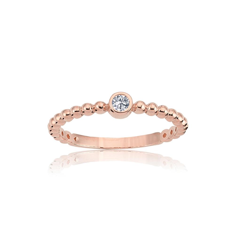 FasekGoldYÜZÜKLERTektaş Altın Yüzük - 14 Ayar Altın Güverseli 0.20 Karat Swarovski Taşlı Minimal Yüzük