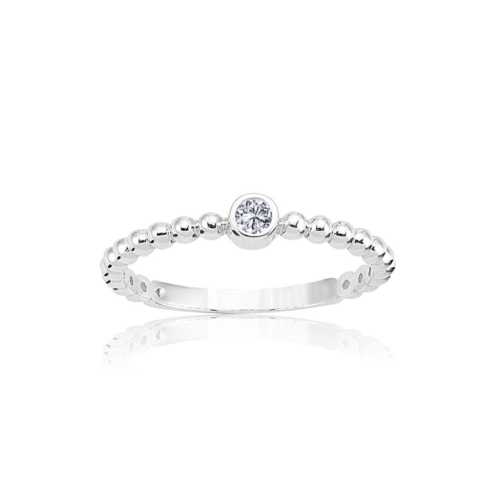 FasekGoldYÜZÜKLERTektaş Altın Yüzük - 14 Ayar Altın Güverseli 0.20 Karat Swarovski Taşlı Minimal Yüzük