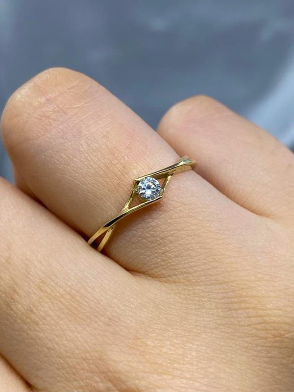 FasekGoldYÜZÜKLERTektaş Altın Yüzük - 8 Ayar Altın Sonsuzluk 0.50 Karat Swarovski Taşlı Minimal Tek Taş Yüzük