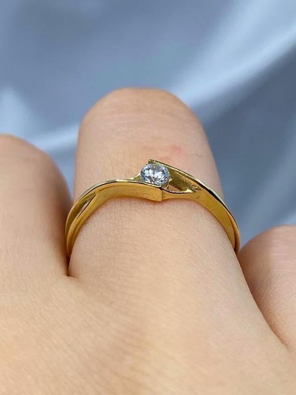FasekGoldYÜZÜKLERTektaş Altın Yüzük - 8 Ayar Altın Sonsuzluk 0.50 Karat Swarovski Taşlı Minimal Tek Taş Yüzük