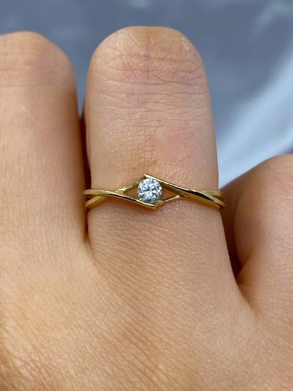 FasekGoldYÜZÜKLERTektaş Altın Yüzük - 8 Ayar Altın Sonsuzluk 0.50 Karat Swarovski Taşlı Minimal Tek Taş Yüzük