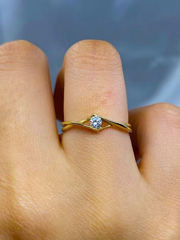 FasekGoldYÜZÜKLERTektaş Altın Yüzük - 8 Ayar Altın Sonsuzluk 0.50 Karat Swarovski Taşlı Minimal Tek Taş Yüzük