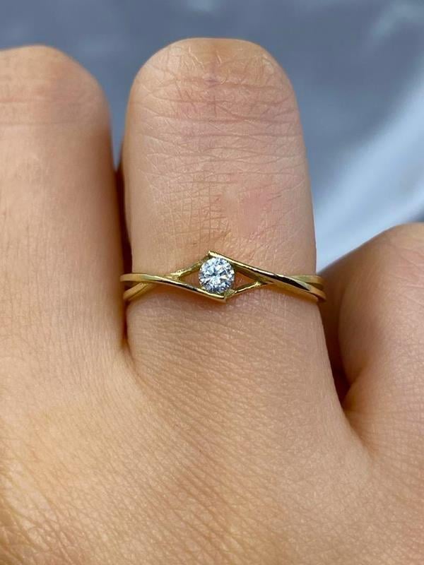 FasekGoldYÜZÜKLERTektaş Altın Yüzük - 8 Ayar Altın Sonsuzluk 0.50 Karat Swarovski Taşlı Minimal Tek Taş Yüzük