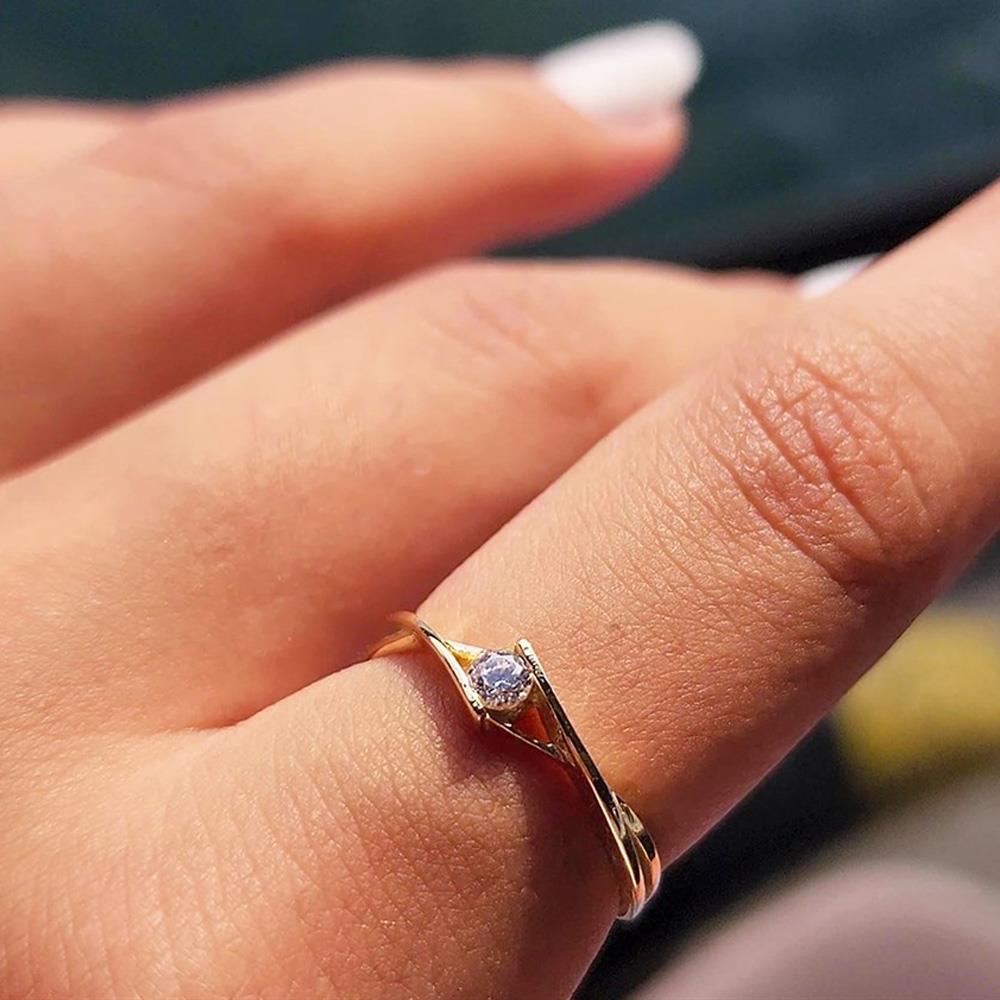 FasekGoldGÜMÜŞTektaş Gümüş Yüzük - 925 Ayar Gümüş Sonsuzluk 0.50 Karat Zirkon Tek Taş Evlilik Teklifi Yüzüğü