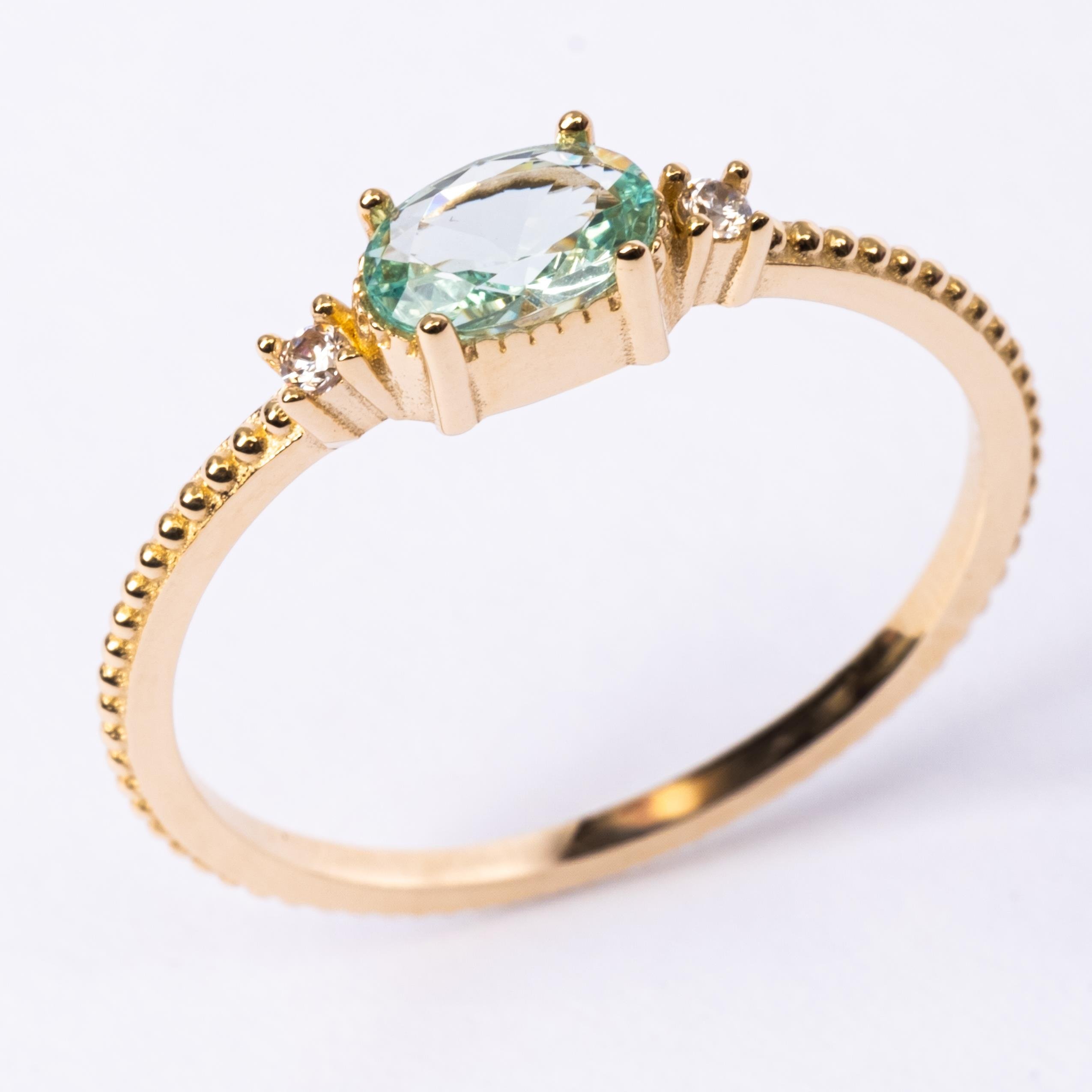 FasekGoldYÜZÜKLERTria Altın Yüzük - 14 Ayar Altın Oval Topaz Taşlı Yüzük - Hediyelik, Anneler Gününe Özel Yüzük