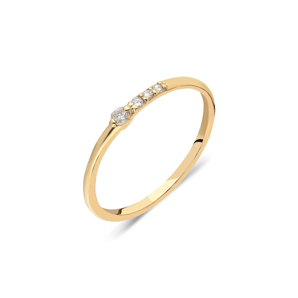 FasekGoldYÜZÜKLERTria Altın Yüzük - 14 Ayar Altın Tria Swarovski Taşlı Minimal Tektaş Altın Yüzük - Hediyelik Yüzük