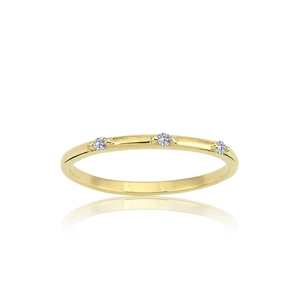 FasekGoldYÜZÜKLERTria Altın Yüzük - 14 Ayar Altın Üç Taş Swarovski Taşlı Minimal Yüzük - Minimal Altın Yüzük