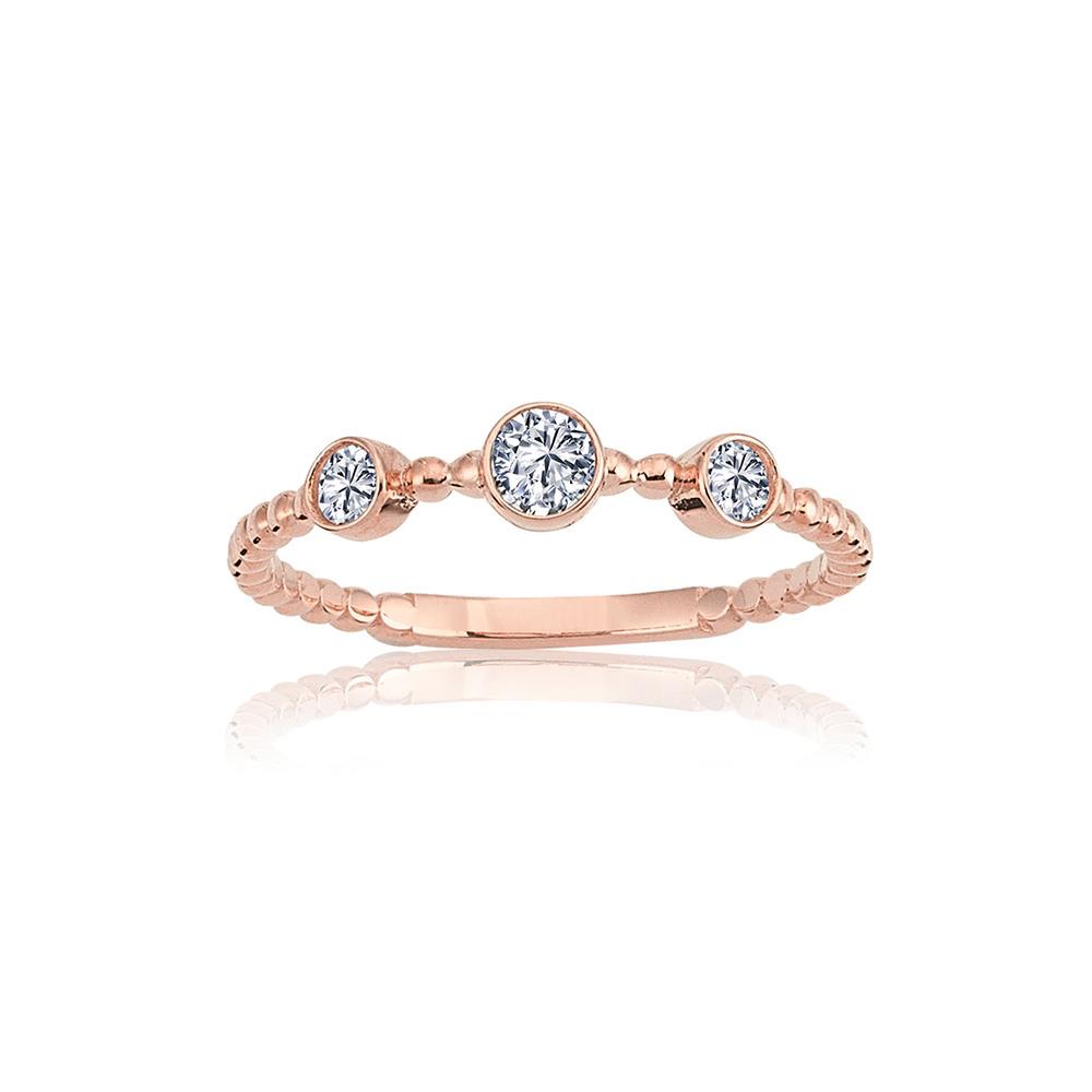 FasekGoldGÜMÜŞTria Gümüş Yüzük - 925 Ayar Gümüş Güverseli Swarovski Taşlı Minimal Kadın Yüzük - Eşe Hediyelik
