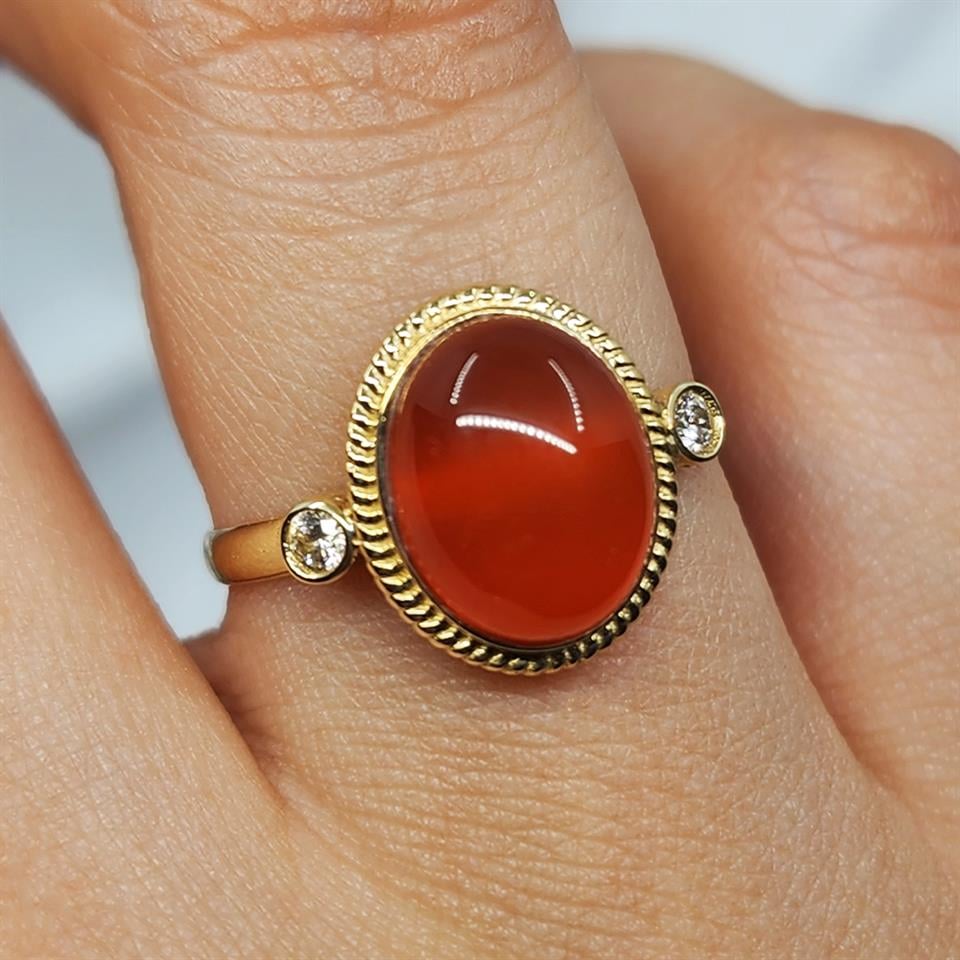 FasekGoldGÜMÜŞVintage Akik Taşlı 925 Ayar Gümüş Yüzük-Otantik Akik Taşlı Hediye 925 Ayar Gümüş Yüzük