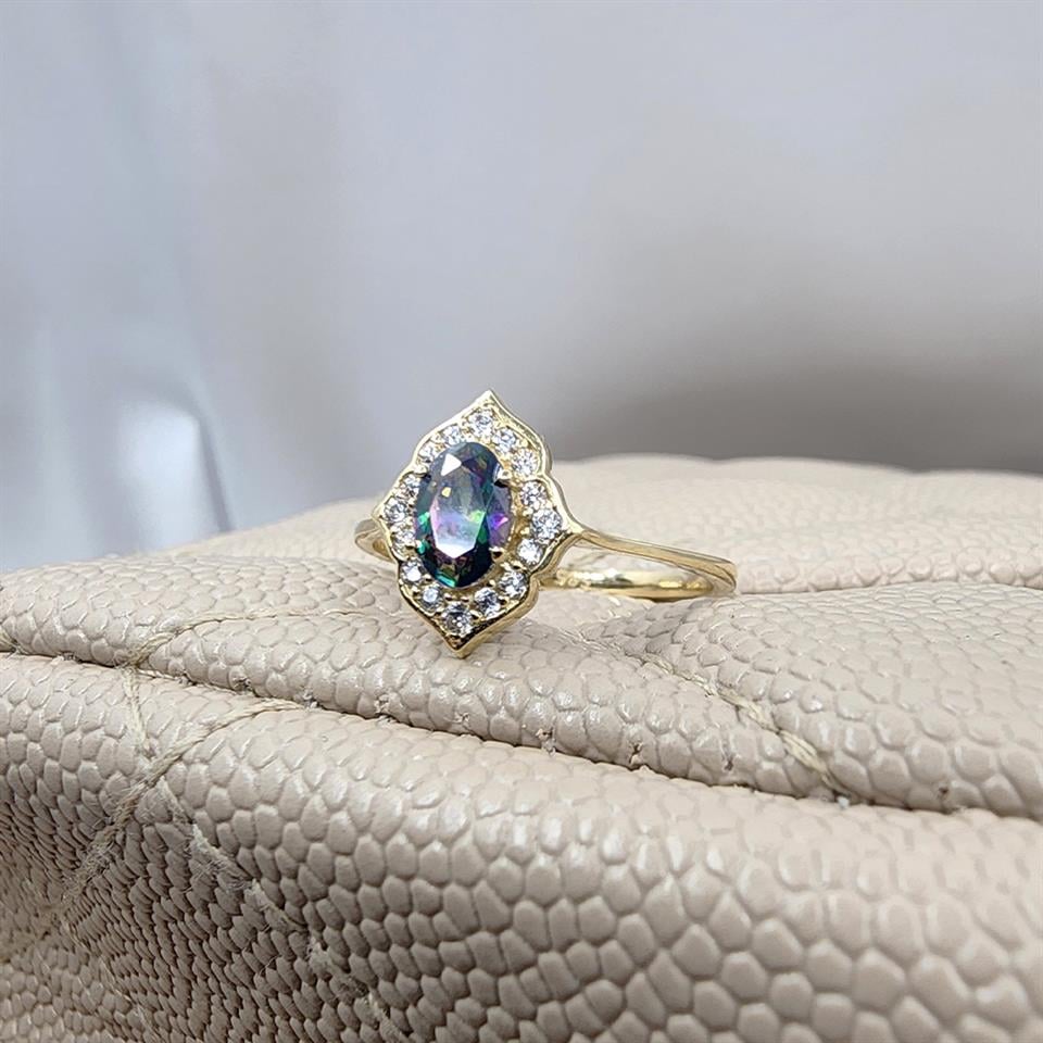 FasekGoldGÜMÜŞVintage Mistik Topaz Sarı Gümüş Evlilik Teklifi Hediye 925 Ayar Gümüş Yüzük -Evlilik Teklifi Yüzük